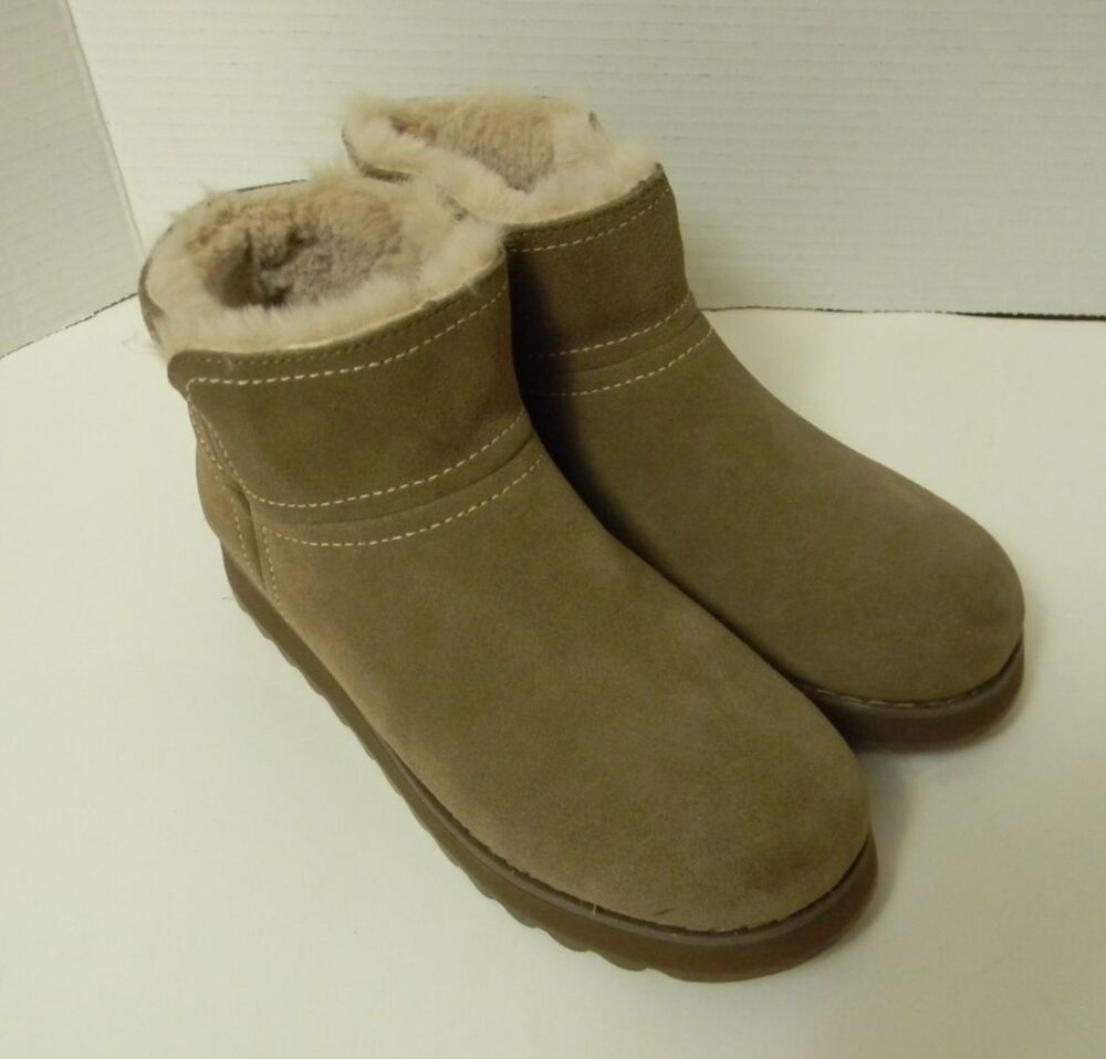 Skechers Keepsake 2.0 Boots Chestnut Leather Upper Faux Fur Lining NEW